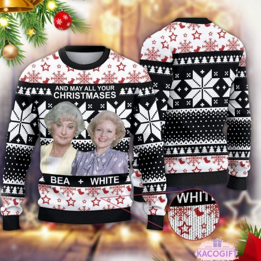 golden girls and my all your christmas bea white ugly sweater 1