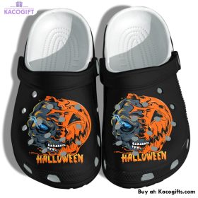 halloween pumpkin skull face tattoo 3d printed crocs shoes 1