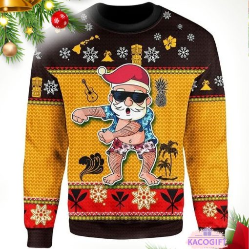 hawaiian christmas santa dancing sweater 1