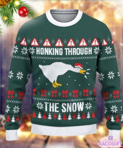 honking through the snow ugly christmas sweater 2