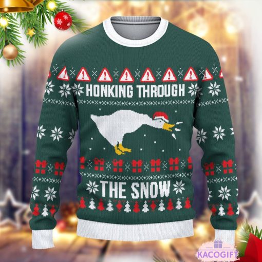 honking through the snow ugly christmas sweater 2