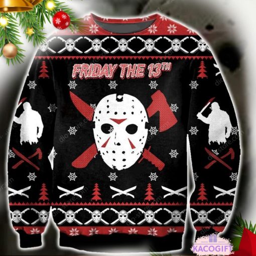 horror friday the 13th jason voorhees ugly christmas sweater 1