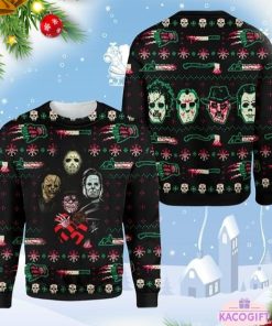 horror killer character ugly christmas sweater 1