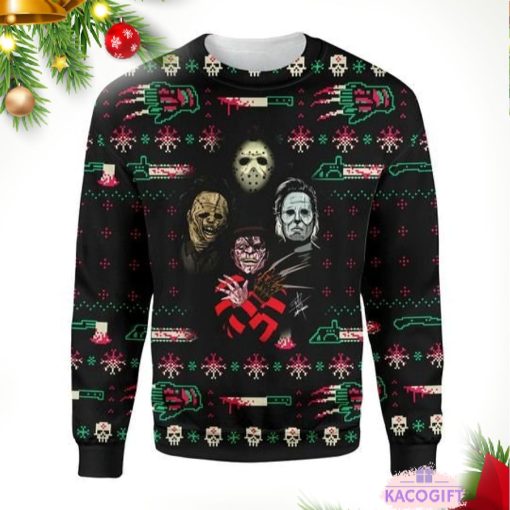 horror killer character ugly christmas sweater 2