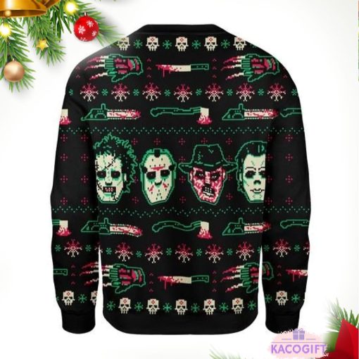 horror killer character ugly christmas sweater 3