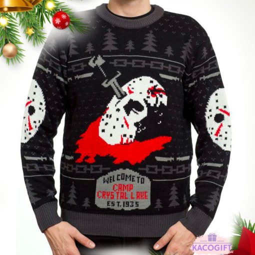 horror movie gift jason voorhees friday the 13th xmas ugly christmas sweater 1