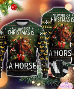 horse christmas farm sweater 1