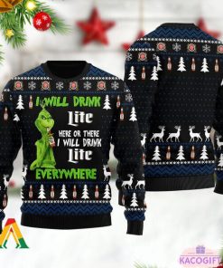 i will drink miller lite everywhere christmas xmas ugly sweater gift 1