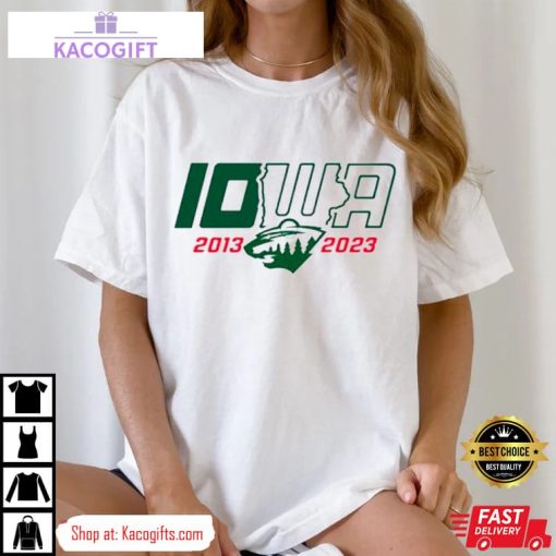 iowa wild ice hockey 10 year 2013 2023 unisex shirt 2 dvwi0r