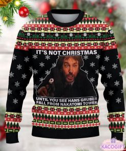 its not christmas until hans gruber falls from nakatomi tower ugly sweater 2