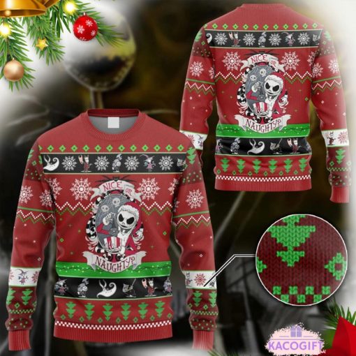 jack skellingtong nice or naughty ugly christmas sweater 1