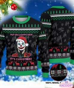 joker put on a happy face it's ugly christmas sweater 1