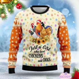 just a girl who loves chickens christmas sweater gift for him 1