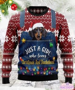 just a girl who loves christmas and dachshund ugly sweater 1