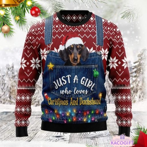 just a girl who loves christmas and dachshund ugly sweater 1