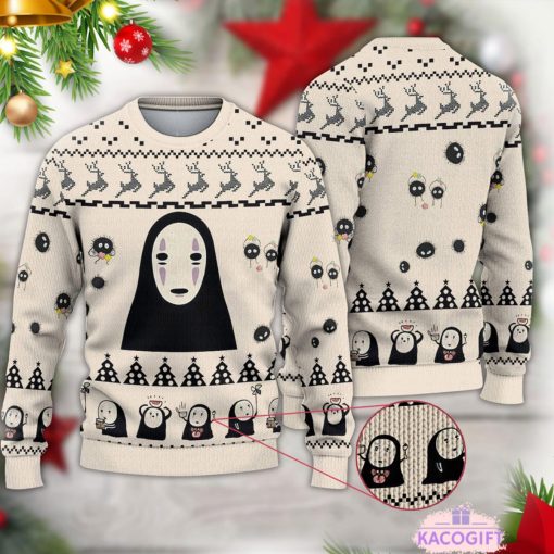 kaonashi no face so cute christmas ugly sweater 1