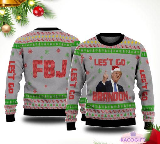 lets go brandon funny trump santa hat ugly christmas sweater sweatshirt 1