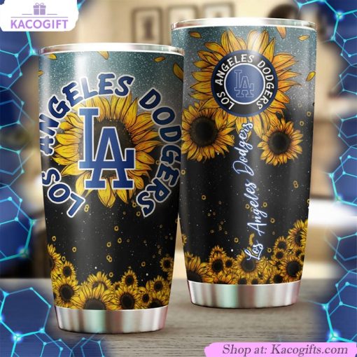 los angeles dodgers sunflower mlb tumbler with vibrant flowers 1 xfht8k