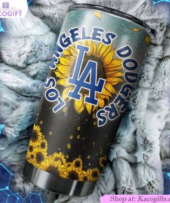 los angeles dodgers sunflower mlb tumbler with vibrant flowers 2 z5p53b