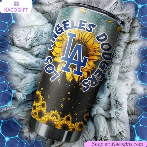 los angeles dodgers sunflower mlb tumbler with vibrant flowers 2 z5p53b