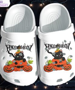 lovely cat in a pumpkin 3d printed crocs shoes 1