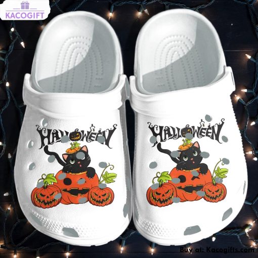 lovely cat in a pumpkin 3d printed crocs shoes 1