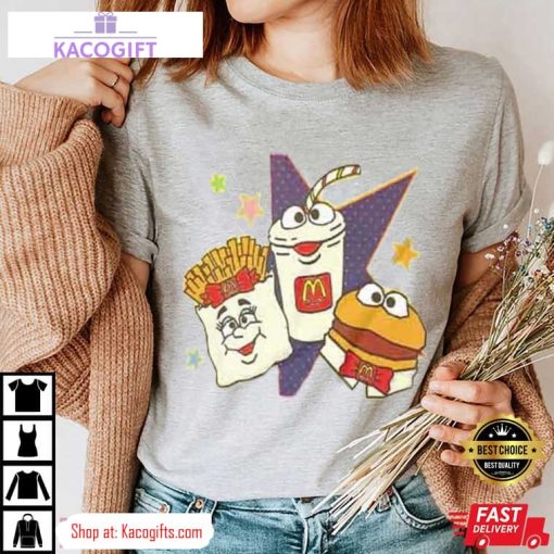 mc donalds fries burger drink 80s style unisex shirt 2 kgl3ee