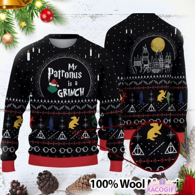 my patronus is a grinch christmas ugly sweater 1