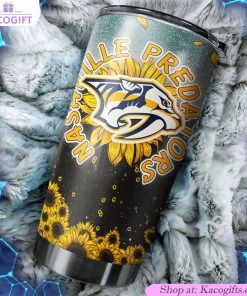 nashville predators nhl tumbler with sunflower design custom drink container for sports fans 2 nv8fol