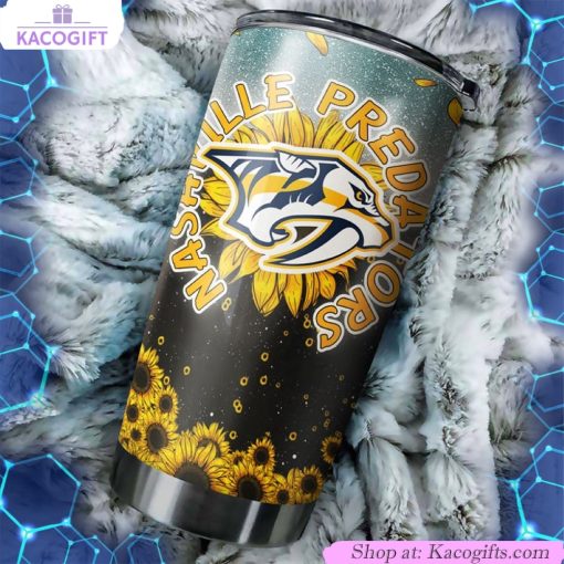 nashville predators nhl tumbler with sunflower design custom drink container for sports fans 2 nv8fol