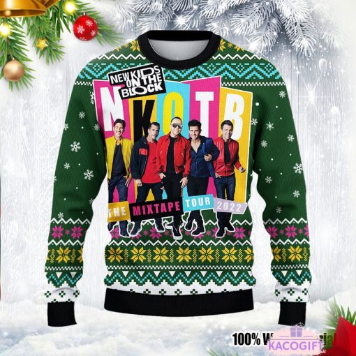 new kids on the block mix tape tour 2022 knitted ugly christmas sweater 2