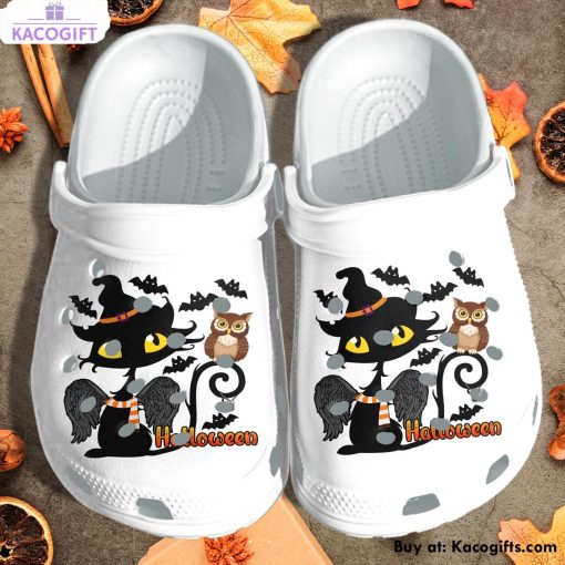 owl and black cat 3d printed crocs shoes 1