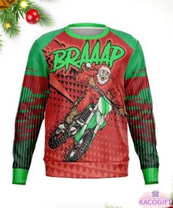 personalized braaap santa motorcycle ugly christmas sweater 1