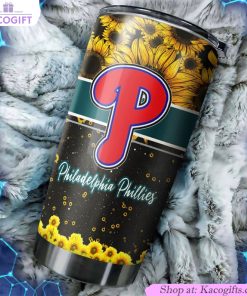 philadelphia phillies mlb tumbler with beautiful sunflower design 1 hgb092