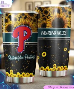 philadelphia phillies mlb tumbler with beautiful sunflower design 2 cfufgz