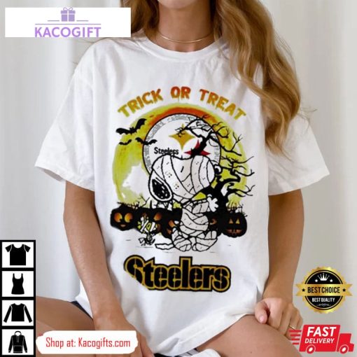 pittsburgh steelers mummy snoopy trick of treat halloween unisex shirt 1 jtuuxq