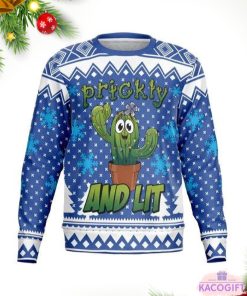 prickly and lit ugly christmas sweater 1