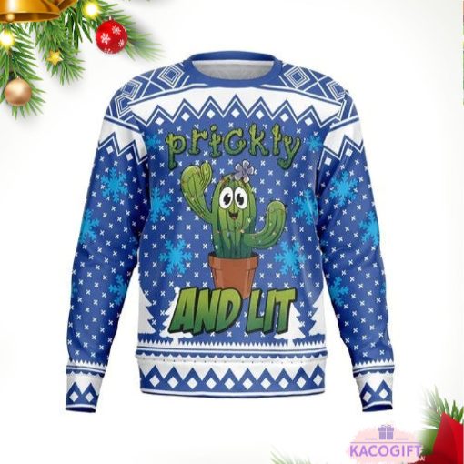 prickly and lit ugly christmas sweater 1