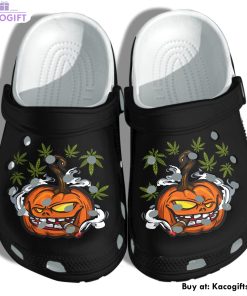 pumpkin smoking funny weed tattoo halloween 3d printed crocs shoes 1