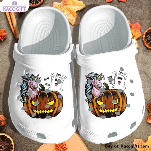 pumpkin unicorn and ghost 3d printed crocs shoes 1