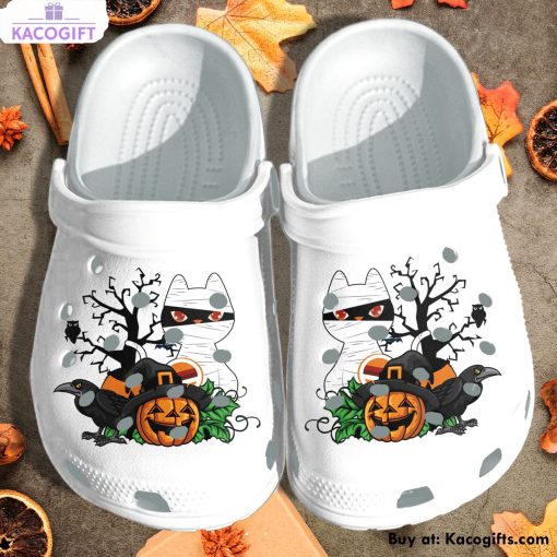 raven cat mummy pumpkin halloween 3d printed crocs shoes 1