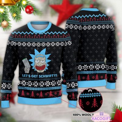 rick and morty get schwifty christmas ugly sweater 1