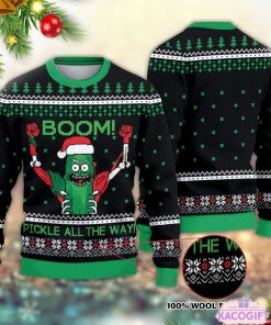 rick and morty pickle christmas ugly sweater 1