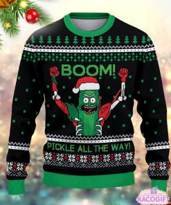 rick and morty pickle christmas ugly sweater 2