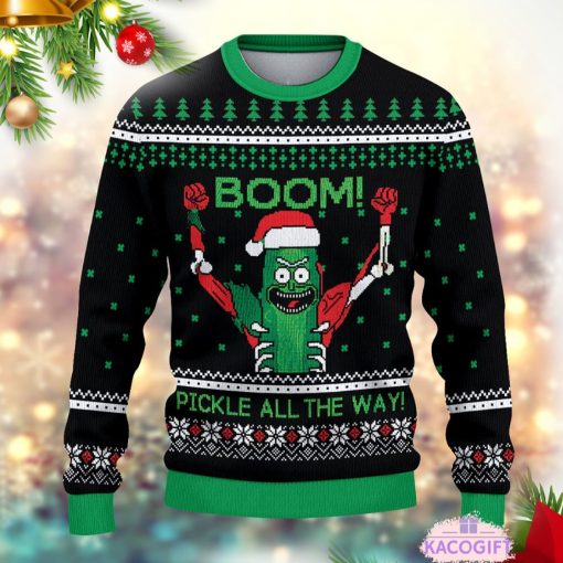 rick and morty pickle christmas ugly sweater 2