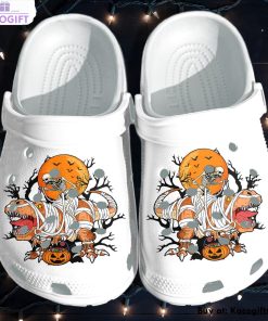 skull tattoo riding dinosaur pumpkin halloween 3d printed crocs shoes 1