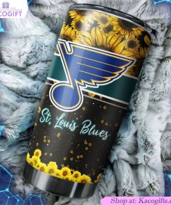 st louis blues nhl tumbler with beautiful sunflower design personalized drinkware for fans 1 ezfj4h