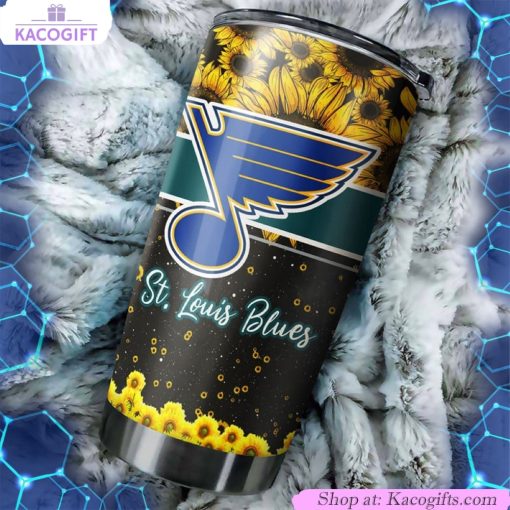 st louis blues nhl tumbler with beautiful sunflower design personalized drinkware for fans 1 ezfj4h