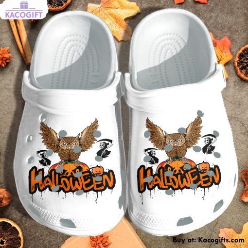 the owl on pumpkin 3d printed crocs shoes 1