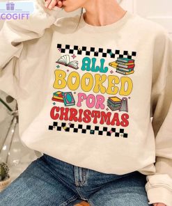 all booked for christmas book tree shirt book lovers christmas unisex shirt 1